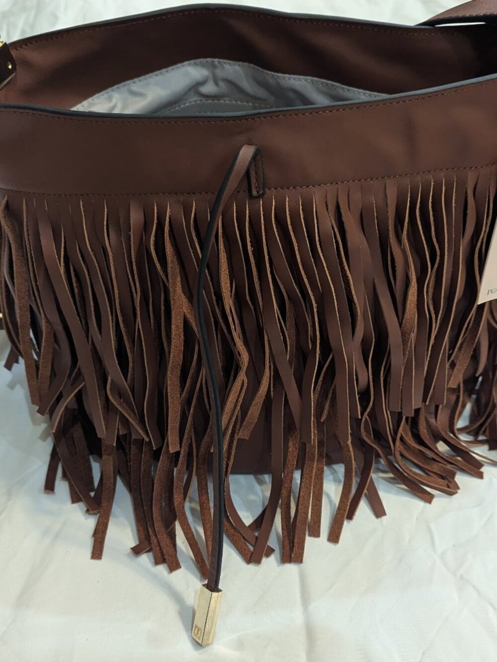 Ivanka Trump Briarcliff Fringe Brown Bucket Purse or Bag